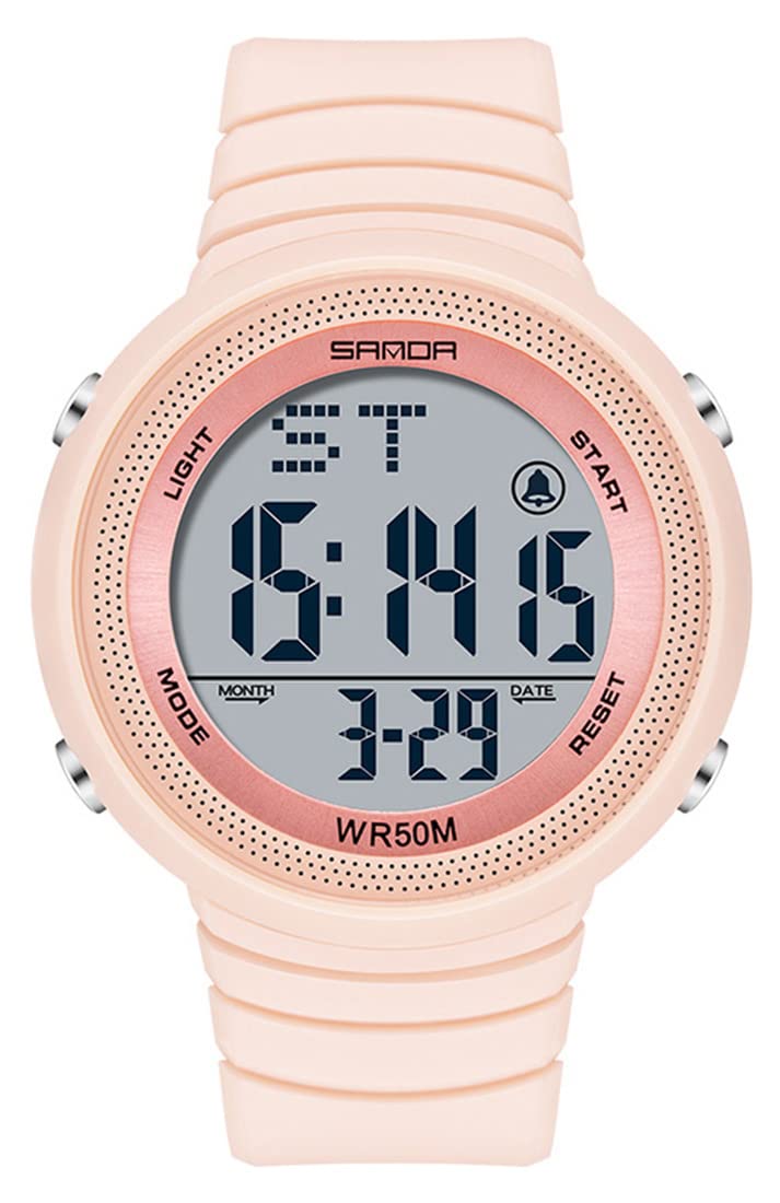 BESTKANG Unisex Outdoor Sport Watches Simple Silica Gel Soft Band Large Dial LED Alarm Stopwatch Multifunction Waterproof Men's Women Digital Watch