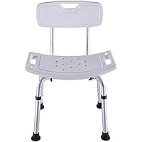 Stools,Shower Seat Shower Chair Bath Seats Heavy Duty, Adjustable Height Benches, with Arms and Back Non-Slip Safety Load Weight 150Kg,Tool Free Assembly Non Slip Shower Stool/Whit