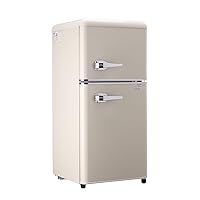 3.5 Cu Ft Mini Refrigerator, Compact Refrigerator with Freezer, Double Door, 7 Level Adjustable Thermostat, Cream for Home, Office, Dorm