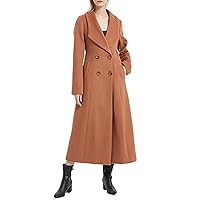 Winter Women's Double Breasted Maxi Long Wool Blend Pea Coat Jacket Elegant Warm Overcoats