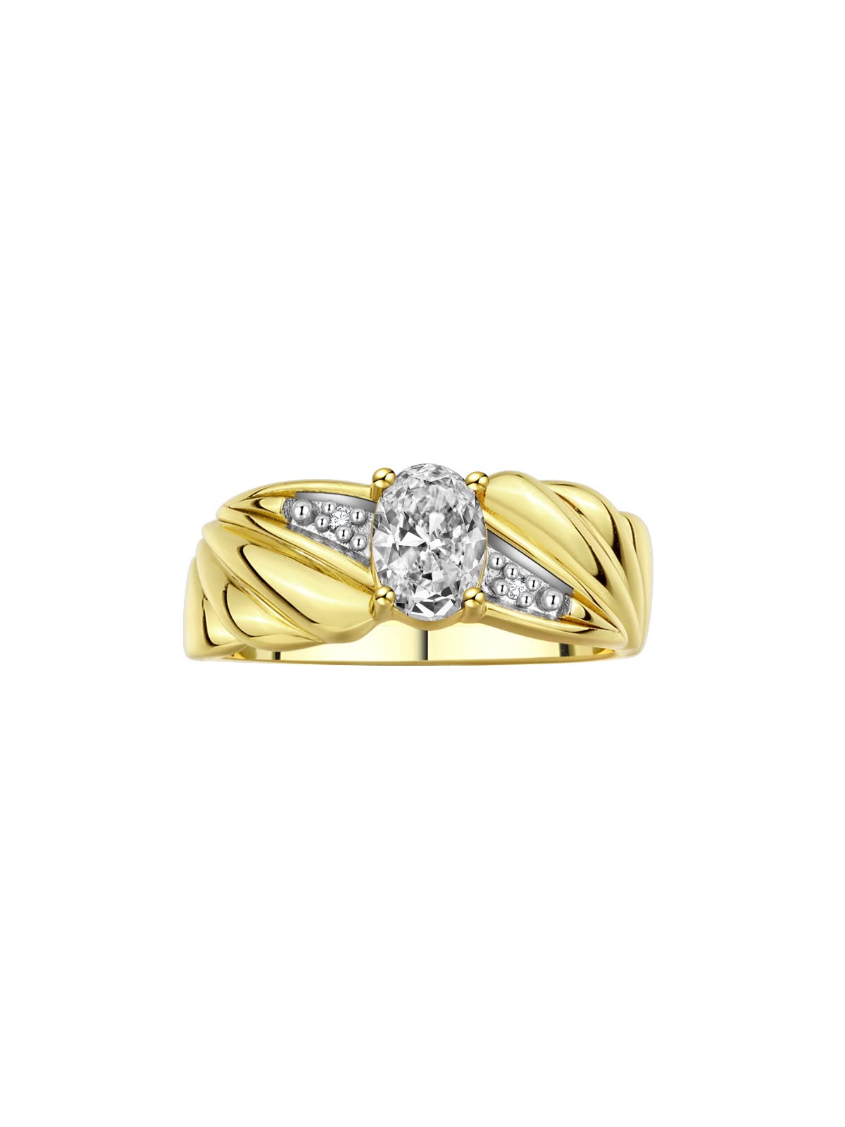 Rylos Angel Wing Birthstone Ring 7X5MM Gemstone & Diamonds - Elegant Stone Jewelry for Women in Yellow Gold Plated Silver, Available in Sizes 5-10