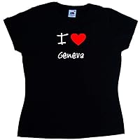 I Love Heart Geneva Black Ladies T-Shirt