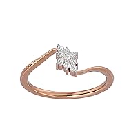 Certified 18K Gold Ring in Round Cut Natural Diamond (0.13 ct) with White/Yellow/Rose Gold Wedding Ring for Women