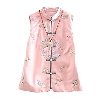 Autumn Vest Top Chinese Style Retro Embroidery Floral Elegant Lady Vest Female