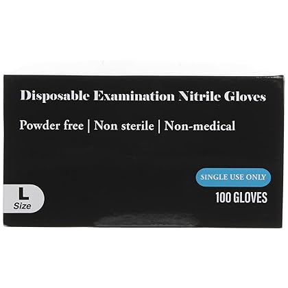 SereneLife Large Size Nitrile Disposable Latex & Powder Free Gloves - Great for Kitchens, Food Handling & Cleaning Supplies - Soft & Comfortable fit - Vinyl & Nitrile blend - 100 Pack