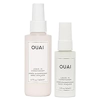 OUAI Leave In Conditioner Bundle - Multitasking Heat Protectant Spray for Hair - Prime Hair for Style, Smooth Flyaways, Add Shine & Use as Detangling Spray (2 Count, 1.5 Oz/4.7 Oz)