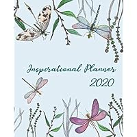 Inspirational Planner: Watercolour Dragonfly Frame Design Monthly/weekly/daily organizer + New Year resolution list, shopping tracker, Books-to-read list, budget planning with motivational quotes
