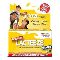2 Pack: Lacteeze Childrens 200 chewable tablets Strawberry