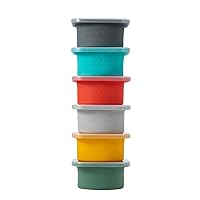 Stackable Silicone Pizza Dough Proofing Containers with Lids-500ml portion-6pack (1 Yellow+1 Green+1Blue+1 Gray+1 Space Gray+1 Red)