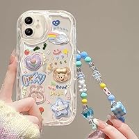 Cute Phone Case for iPhone 11 Teens Case with Cute Clear 3D Bear Floral Aesthetic Phone Case with Lovely Bear Heart Charm Phone Case Girly Woman
