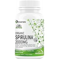 Spirulina Tablets 2000mg with Organic Moringa Powder, Vitamin C, Support Energy Booster and Good Health Green Protein Superfood Nutritional Supplement-60 Tablet (No Capsule Pack1)