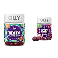 OLLY Muscle Recovery Sleep Gummies, 40 Count Immunity Sleep Melatonin Gummy, 36 Count Bundle