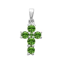 Multi Choice Round Shape Gemstone 925 Sterling Silver Christmas Cross Religious Pendant Jewelry