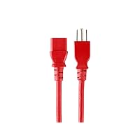 Monoprice Power Cord - NEMA 5-15P to IEC 60320 C13, 18AWG, 10A/1250W, 125V, 3-Prong, 2ft, Red