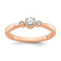 14k Rose Gold First Promise Lab Grown Diamond Beaded Edge Ring Size 7.00 Jewelry for Women