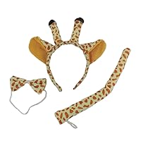 Plush Giraffe Costume Set w/Ear Headband, Tail, & Bowtie