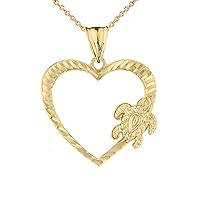 HONU HAWAIIAN TURTLE HEART PENDANT NECKLACE IN YELLOW GOLD - Gold Purity:: 10K, Pendant/Necklace Option: Pendant Only