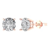3.1 ct Brilliant Round Cut Solitaire Genuine VVS1 Moissanite Pair of Stud Earrings 18K Pink Rose Gold Butterfly Push Back