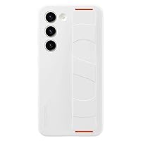 SAMSUNG Galaxy S23 Silicone Grip Phone Case, Protective Cover w/Silky Smooth Texture, Detachable Strap, US Version, EF-GS911TWEGUS, White