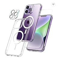 Phone Case Compatible with iPhone 14 Pro, iPhone 14 Pro Max, iPhone 15 Pro, iPhone 15 Pro Max, Shockproof Military-Grade Protection, Combo with 2 Screen & Lens Protectors, Clear in Color