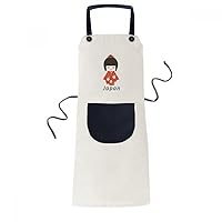 Traditional Japanese Local Little Girl Toy Apron Adjustable Bib Cotton Linen BBQ Kitchen Pocket Pinafore