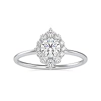 Certified Solitaire Engagement Ring Studed With 0.18 Ct IJ-SI Natural & 0.47 Ct Round Moissanite Diamond In 10K White/Yellow/Rose Gold For Women Engagement Jewelry