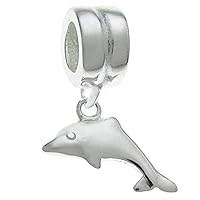 Adabele 1pc Cute Authentic 925 Sterling Silver Hypoallergenic Dolphin Charm Pet Animal Bead Compatible with Pandora All Other Charm Bracelet Necklace EC381