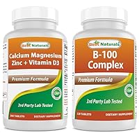 Best Naturals Calcium Magnesium Zinc with Vitamin D3 & B-100 Complex