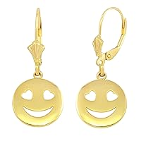 YELLOW GOLD HEART EYES SMILEY FACE EARRING SET - Gold Purity:: 14K