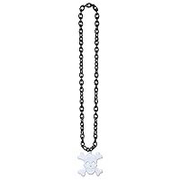 Black Chain Beads w/Skull & Crossbones Medallion Party Accessory (1 count) (1/Card)