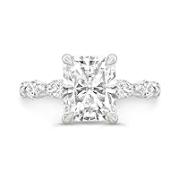 Riya Gems 3.50 CT Radiant Cut Colorless Moissanite Engagement Ring Wedding Band Gold Silver Eternity Solitaire Ring Halo Ring Antique Anniversary Promise Gift Her Bridal Ring