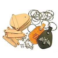 Key Fob Kit 10 Pack - Vegetable Tanned Tooling Leather with Key Ring and Rivet