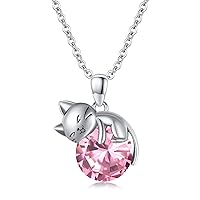SLIACETE 925 Sterling Silver Cat Necklace for Women Girls Cute Cat Jewelry Gifts for Cat Lovers