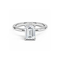 MRENITE 2 Carat Emerald Cut Solitaire Moissanite Engagement Ring for Women 925 Sterling Silver D Color Anniversary Promise Ring for Her