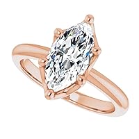 14K Solid Rose Gold Handmade Engagement Ring 1.00 CT Marquise Cut Moissanite Diamond Solitaire Wedding/Bridal Ring for Women/Her Gorgeous Ring