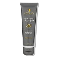 Mineral Tinted Face Sunscreen with Broad Spectrum SPF 30 - Water-Resistant Lotion, Primer & Color Corrector - 1.7 Fl Oz, Medium/Dark