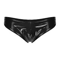ACSUSS Mens Faux Latex Shiny Bikini Briefs Swimming Trunks Lingerie U Convex Pouch Tangas Underwear