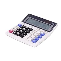 12 Digit Large Professional Desktop Calculator, Battery and Solar Hybrid Powered Tilt LCD Display, Great for Home and Office Use