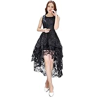 Women's Organza Sweet Swallowtail Prom Dresses White High Low Evening Gown Party Dress