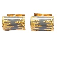 Best Birthday Wedding Handmade Vintage Cylinder Gold Plated Gray Enamel Sterling Silver Cufflinks With Presentation Gift Box