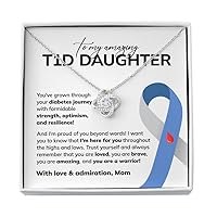 Diabetes Awareness Necklace Silver Plated Love Knot Standard - Your Mom was A Blessing - Encouragement Motivating Mourning for T1D Mom