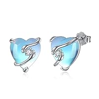 Hug Hand Earrings Sterling Silver Moonstone Hug Hand Love Heart Stud Earrings Jewellery Gifts for Women Girls