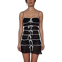Women's Y2k Going Out Dresses Clubwear Bodycon Fitted Mini Short Slip Dress Spaghetti Strap Low Cut Backless Party Dress