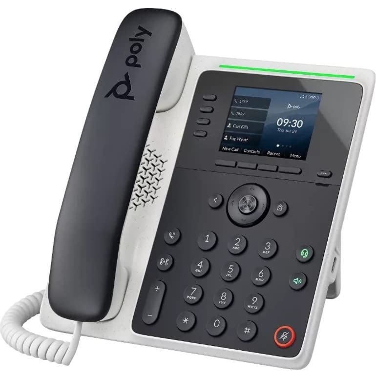 Poly Edge E220 IP Desk Phone (Plantronics + Polycom) – Designed for use in Common Areas – 4-line Keys Supporting up to 16 Lines - Integrated Bluetooth for Mobile Phone and Headset Pairing