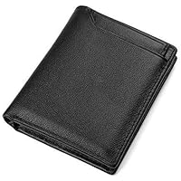 Wallet for Men Men's Leather Wallet Business Fashion Top Layer Leather Myopic Trend Strawman Line for Travel Shopping (Color : Black, Size : S)