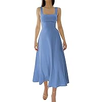 Women's Summer Dresses 2023 Elegant Tunic Waisted Long Dress Casual Floral Short Sleeve Mini Dress Dresses, S-XL
