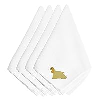 Caroline's Treasures BB3386NPKE Cocker Spaniel Embroidered Napkins Set of 4 Napkin Cloth Washable, Soft, Durable, Table Dinner Napkins Cloth for Hotel, Lunch, Restaurant, Weddings, Parties