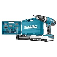 Makita HP457DWE10 Cordless Impact Drill Set Includes 74 Pieces Accessories
