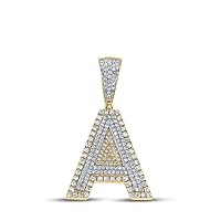 The Diamond Deal 14kt Two-tone Gold Mens Round Diamond A Initial Letter Charm Pendant 3/4 Cttw
