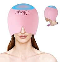 NEWGO Migraine Relief Cap Headaches Ice Cap with Top Coverage, Headache Ice Pack Migraine Mask Gel Cap for for Tension, Stress & Hangover, Pink